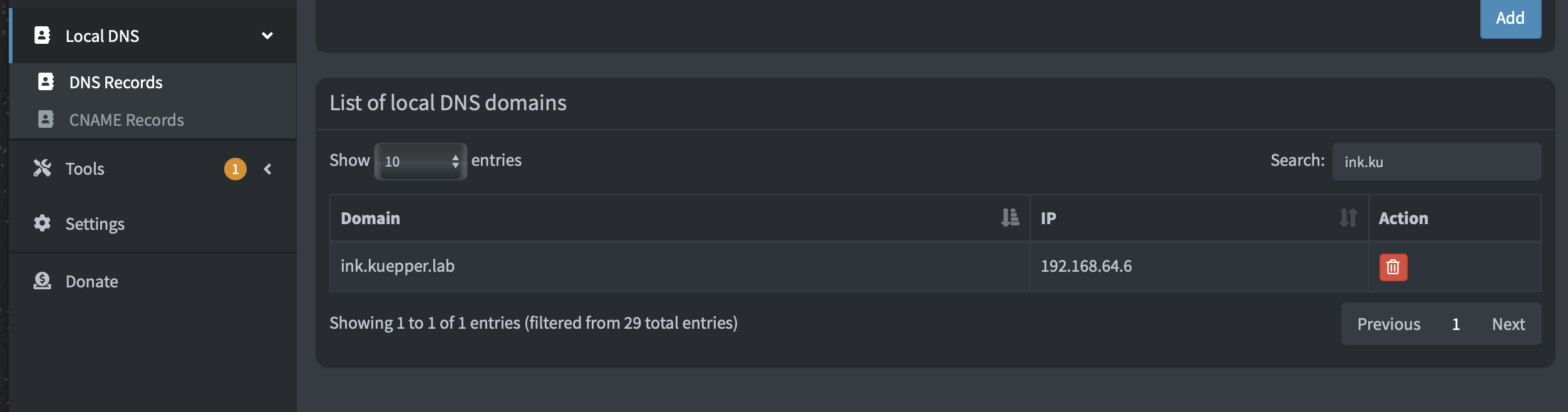 piHole local dns